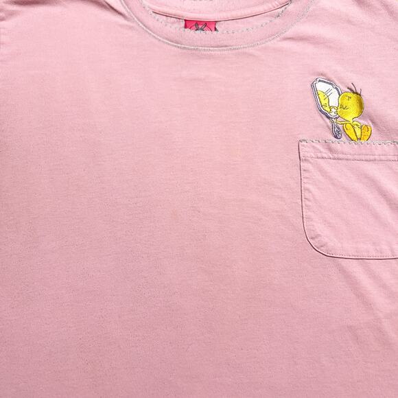 Vintage Y2K Looney Tunes Tweety Bird Embroidered Sleepwear T-Shirt Pink Cartoon - Picture 7 of 9